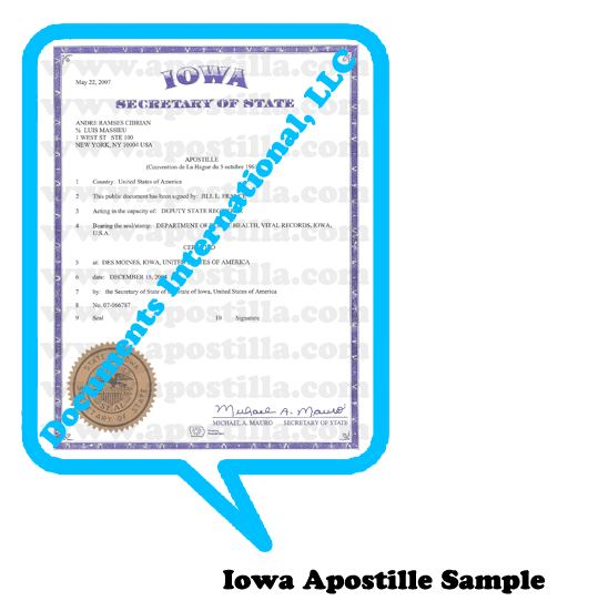 Iowa Apostille1 Apostilla de Iowa