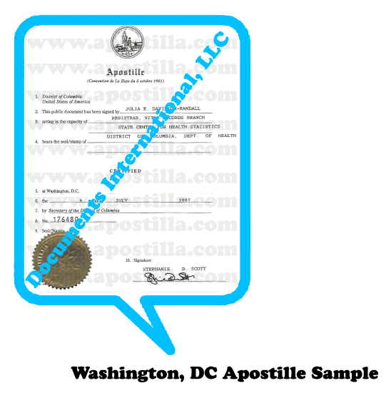 Apostilla de DC Washington DC apostille Apostilla de DC